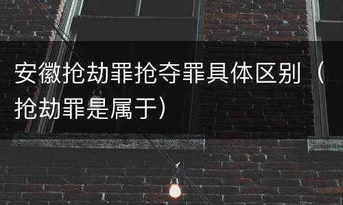 安徽抢劫罪抢夺罪具体区别（抢劫罪是属于）