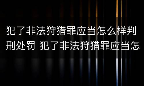 犯了非法狩猎罪应当怎么样判刑处罚 犯了非法狩猎罪应当怎么样判刑处罚决定书