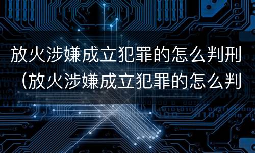 放火涉嫌成立犯罪的怎么判刑（放火涉嫌成立犯罪的怎么判刑呢）