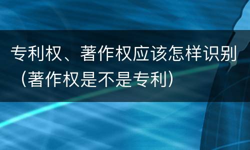专利权、著作权应该怎样识别（著作权是不是专利）