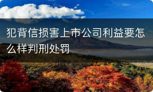 犯背信损害上市公司利益要怎么样判刑处罚