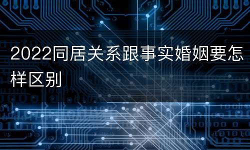 2022同居关系跟事实婚姻要怎样区别