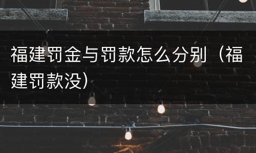 福建罚金与罚款怎么分别（福建罚款没）