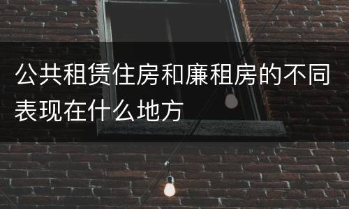 公共租赁住房和廉租房的不同表现在什么地方