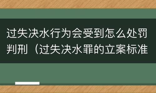 过失决水行为会受到怎么处罚判刑（过失决水罪的立案标准）