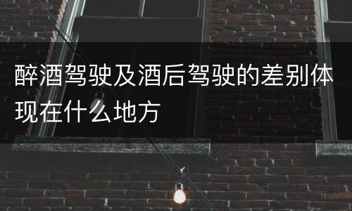醉酒驾驶及酒后驾驶的差别体现在什么地方