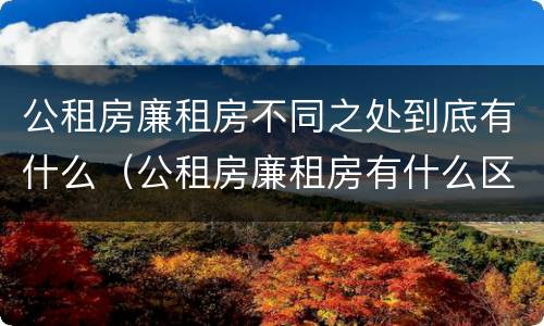 公租房廉租房不同之处到底有什么（公租房廉租房有什么区别?）