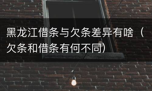 黑龙江借条与欠条差异有啥（欠条和借条有何不同）