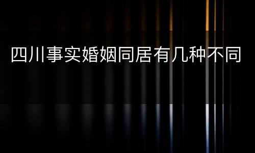 四川事实婚姻同居有几种不同