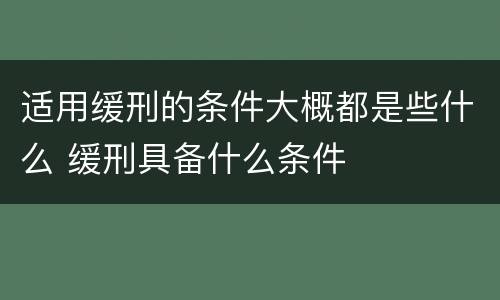 适用缓刑的条件大概都是些什么 缓刑具备什么条件
