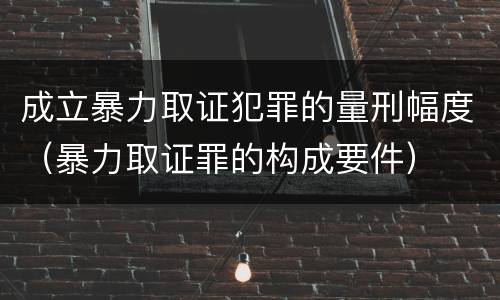 成立暴力取证犯罪的量刑幅度（暴力取证罪的构成要件）