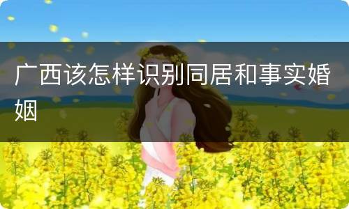广西该怎样识别同居和事实婚姻