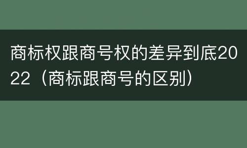 商标权跟商号权的差异到底2022（商标跟商号的区别）