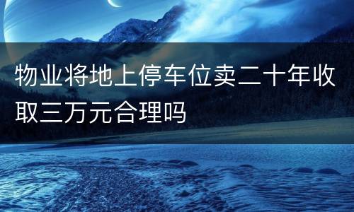 物业将地上停车位卖二十年收取三万元合理吗