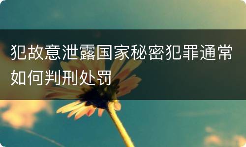 犯故意泄露国家秘密犯罪通常如何判刑处罚