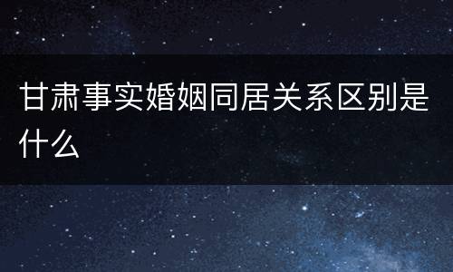 甘肃事实婚姻同居关系区别是什么