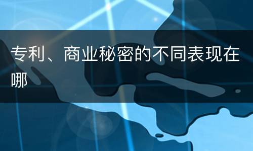 专利、商业秘密的不同表现在哪