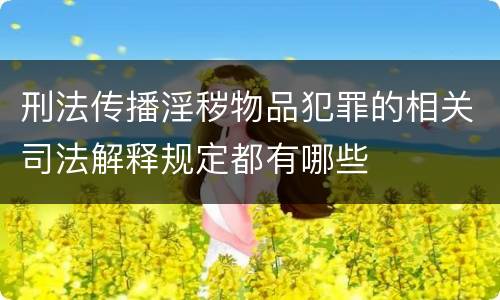 刑法传播淫秽物品犯罪的相关司法解释规定都有哪些