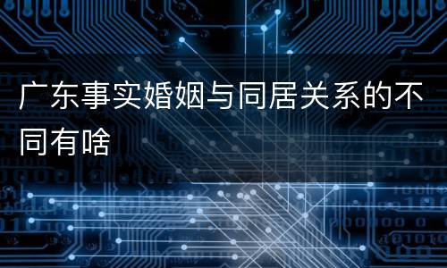 广东事实婚姻与同居关系的不同有啥