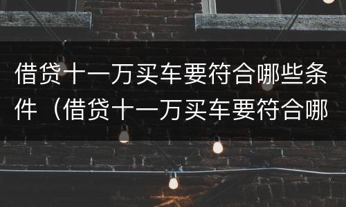 借贷十一万买车要符合哪些条件（借贷十一万买车要符合哪些条件才能过户）
