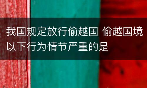 我国规定放行偷越国 偷越国境以下行为情节严重的是