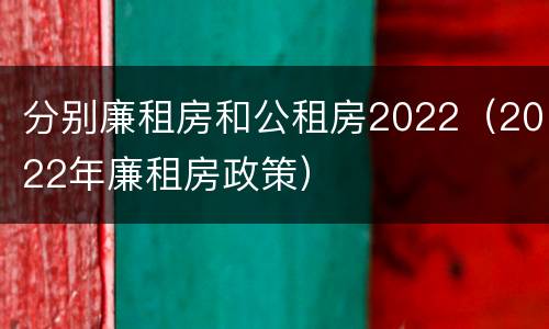 分别廉租房和公租房2022（2022年廉租房政策）
