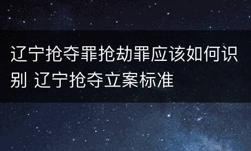 辽宁抢夺罪抢劫罪应该如何识别 辽宁抢夺立案标准