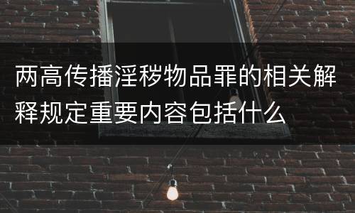 两高传播淫秽物品罪的相关解释规定重要内容包括什么
