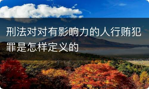 刑法对对有影响力的人行贿犯罪是怎样定义的