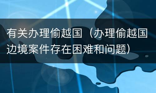 有关办理偷越国（办理偷越国边境案件存在困难和问题）