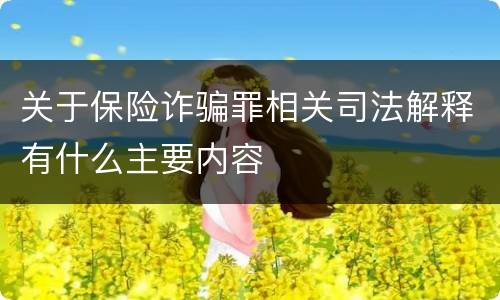 关于保险诈骗罪相关司法解释有什么主要内容