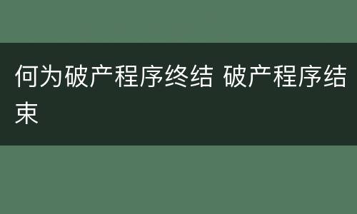 何为破产程序终结 破产程序结束