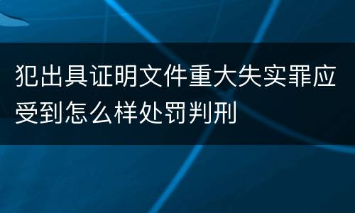 犯出具证明文件重大失实罪应受到怎么样处罚判刑