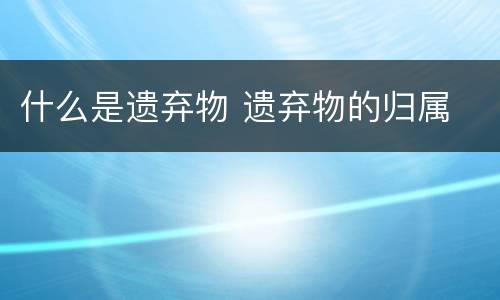 什么是遗弃物 遗弃物的归属