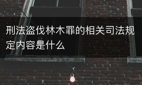 刑法盗伐林木罪的相关司法规定内容是什么