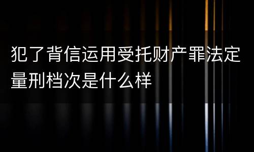 犯了背信运用受托财产罪法定量刑档次是什么样