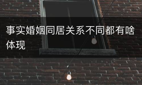 事实婚姻同居关系不同都有啥体现
