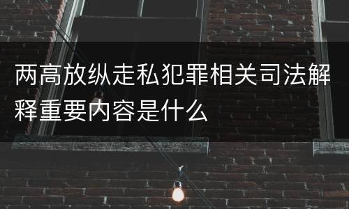 两高放纵走私犯罪相关司法解释重要内容是什么