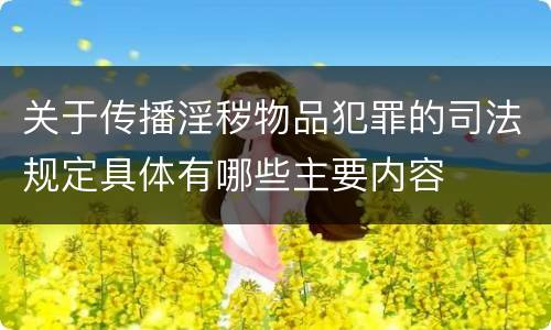 关于传播淫秽物品犯罪的司法规定具体有哪些主要内容