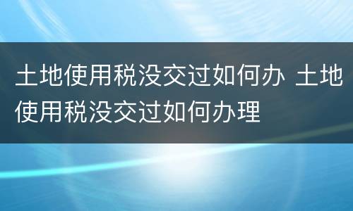土地使用税没交过如何办 土地使用税没交过如何办理