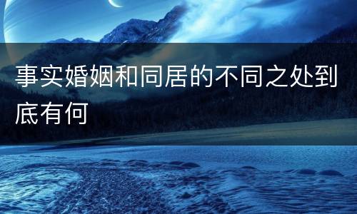 事实婚姻和同居的不同之处到底有何