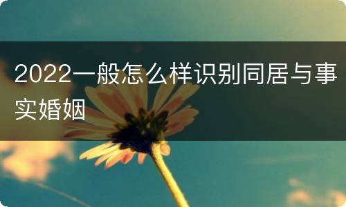 2022一般怎么样识别同居与事实婚姻
