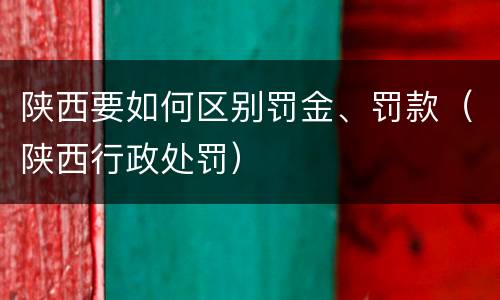 陕西要如何区别罚金、罚款（陕西行政处罚）