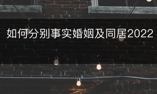 如何分别事实婚姻及同居2022