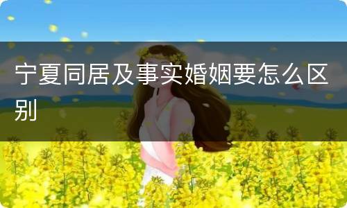 宁夏同居及事实婚姻要怎么区别