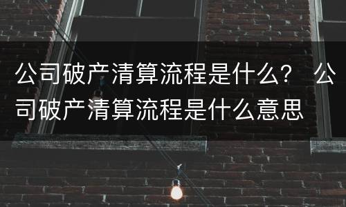 公司破产清算流程是什么？ 公司破产清算流程是什么意思