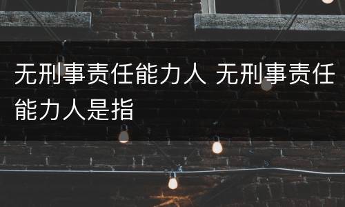 无刑事责任能力人 无刑事责任能力人是指