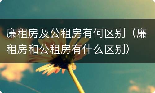 廉租房及公租房有何区别（廉租房和公租房有什么区别）