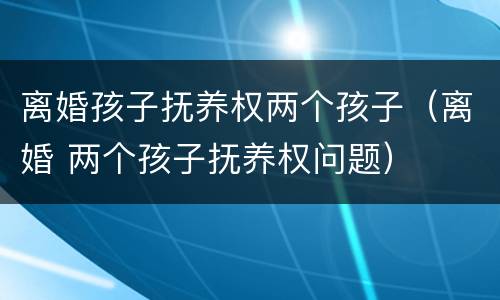 离婚孩子抚养权两个孩子（离婚 两个孩子抚养权问题）