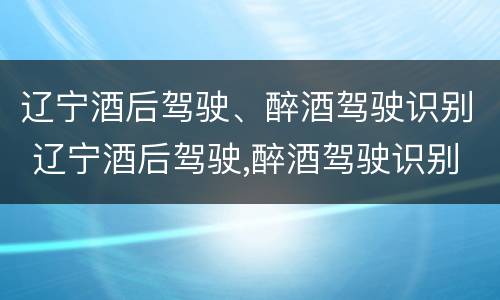 辽宁酒后驾驶、醉酒驾驶识别 辽宁酒后驾驶,醉酒驾驶识别标准